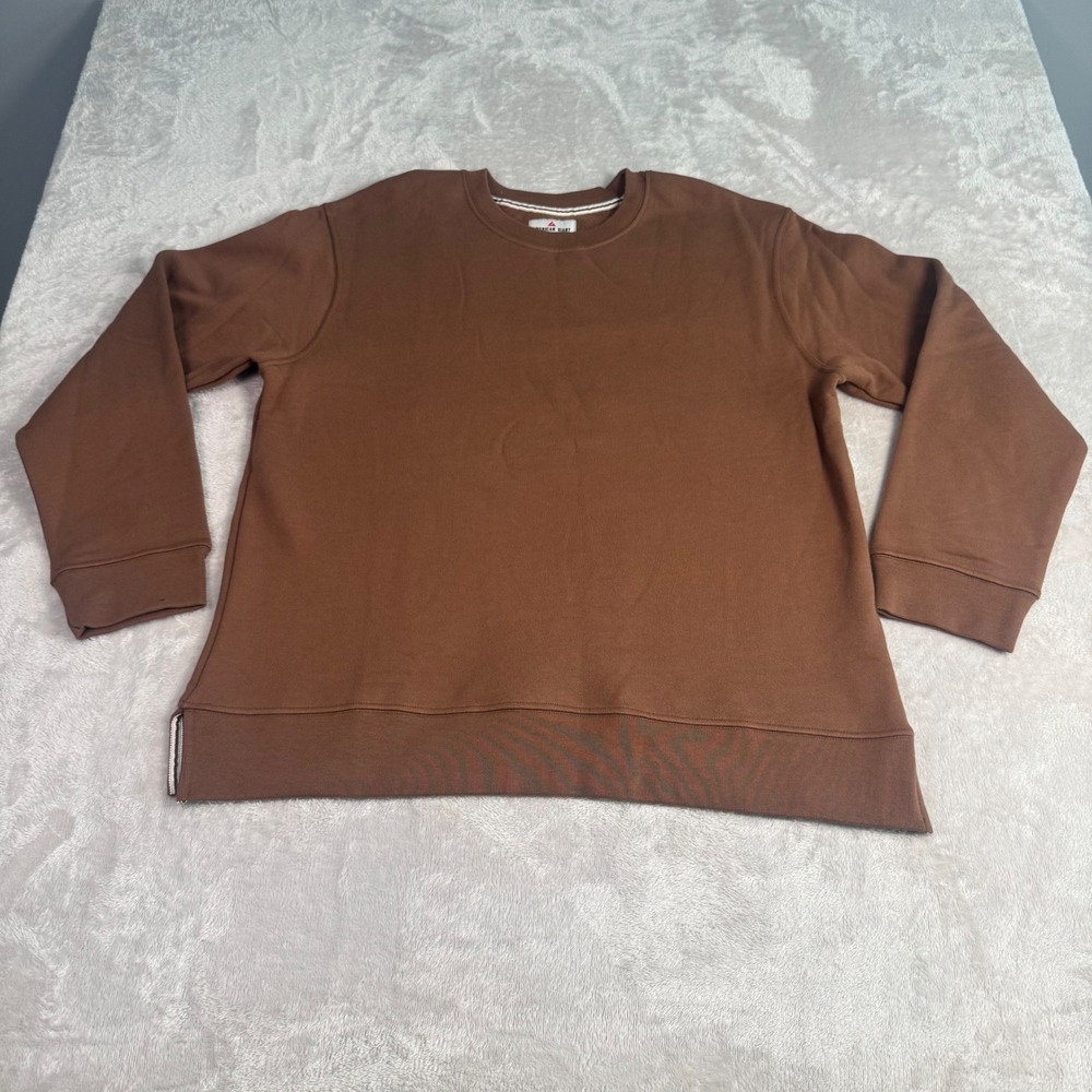 NWOT American Giant Womens Brown Crewneck Sweatshirt L Split‎ hem Made in USA